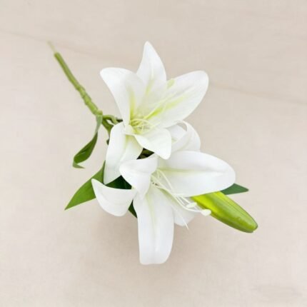 Artificial Flowers Wedding Home Decor Decorative Flowers Bouquet Lily With 2 Buds Flower